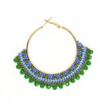 JOYASHUB Beaded Hoop Earrings Blue and Green