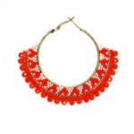 JOYASHUB  Beaded Hoop Earrings Red and White