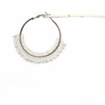 JOYASHUB  Beaded Hoop Earrings Elegant White