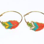 JOYASHUB Multicolored Feather Beaded Leaf Earrings Vibrant Statement Jewelry