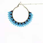 JOYASHUB Handcrafted Beaded Hoop Earrings blue and black