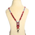 Joyashub Red and Blue Handcrafted Beaded Lanyard with Geometric Patterns