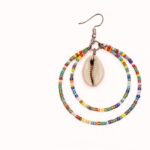 Joyashub Colorful Beaded Hoop Earrings with Cowrie Shell