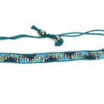 Joyashub Handcrafted Blue and Gold Beaded Bracelet with Adjustable Closure