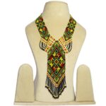 JOYASHUB Handcrafted Beaded Necklace with Vibrant Geometric Design